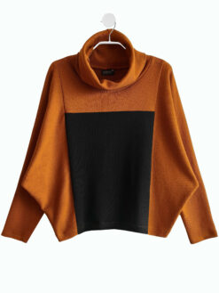 ROLLKRAGEN PULLOVER<br />rusty orange/schwarz