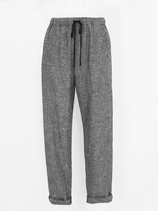 HOSE HALBLEINEN<br />sw-meliert Gr. 40/42