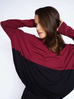 Alternative view of LONGSLEEVE MIT GUMMIZUG wine/schwarz