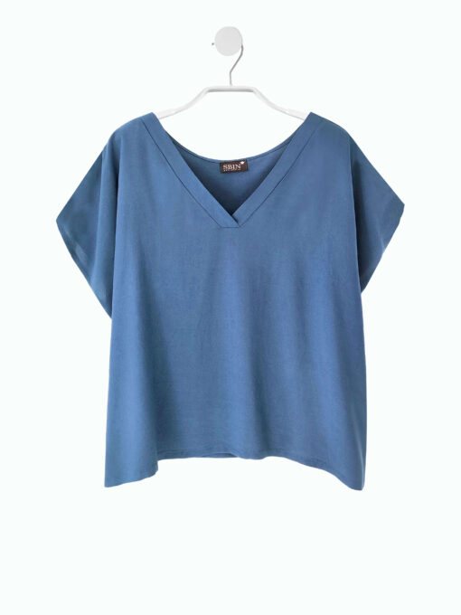 V-BLUSENSHIRT blau