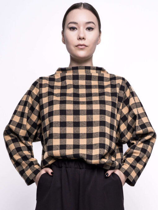 CHECKED PULLOVER sand/schwarz