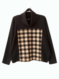 ROLLKRAGEN PULLOVER schwarz/Karo