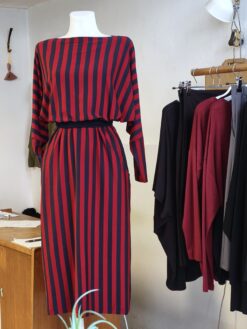 BINDE-KLEID Streifen wine/nachtblau