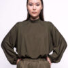 PUFF-SLEEVE TOP olive